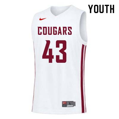 Youth #43 Drick Bernstine Washington State Cougars College Basketball Jerseys Sale-White - Click Image to Close